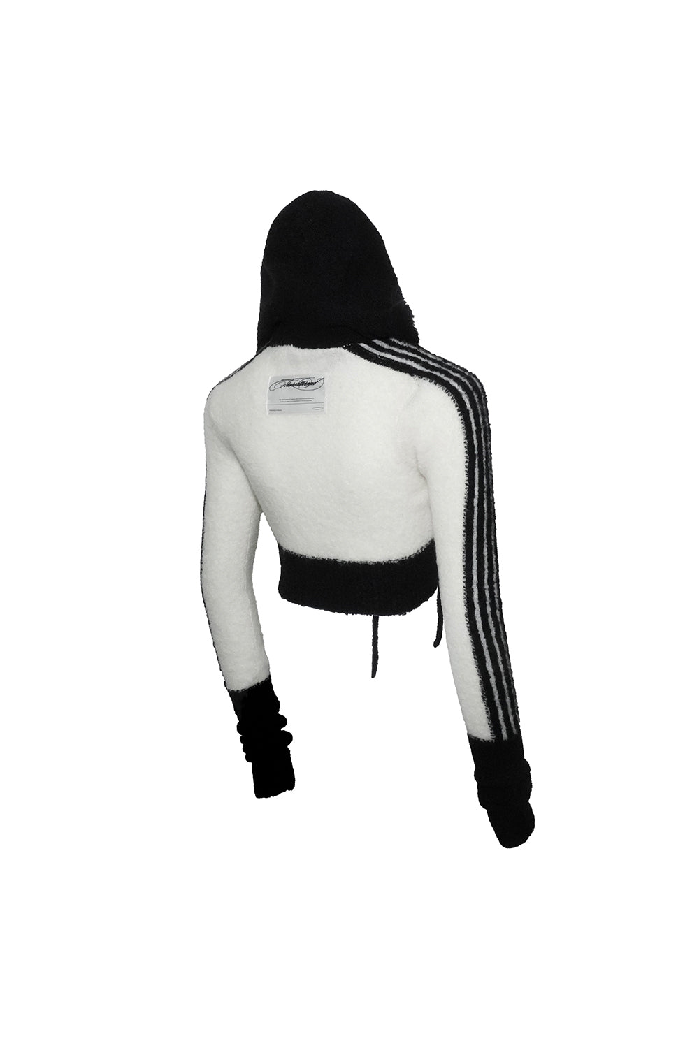 contrast zip knit hoodie