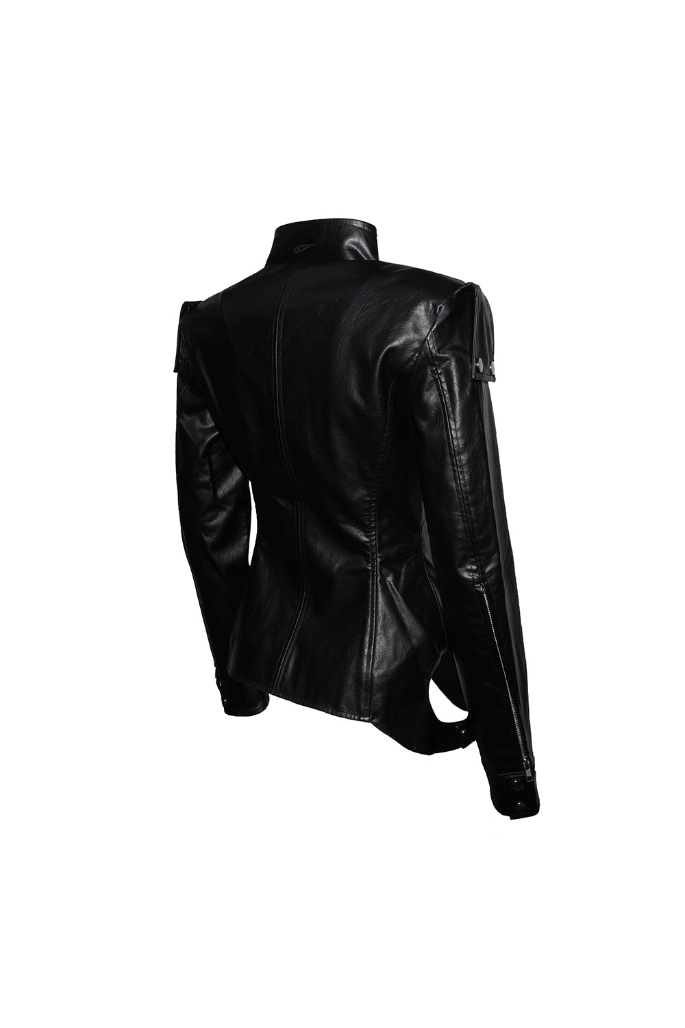 zip panel leather jacket