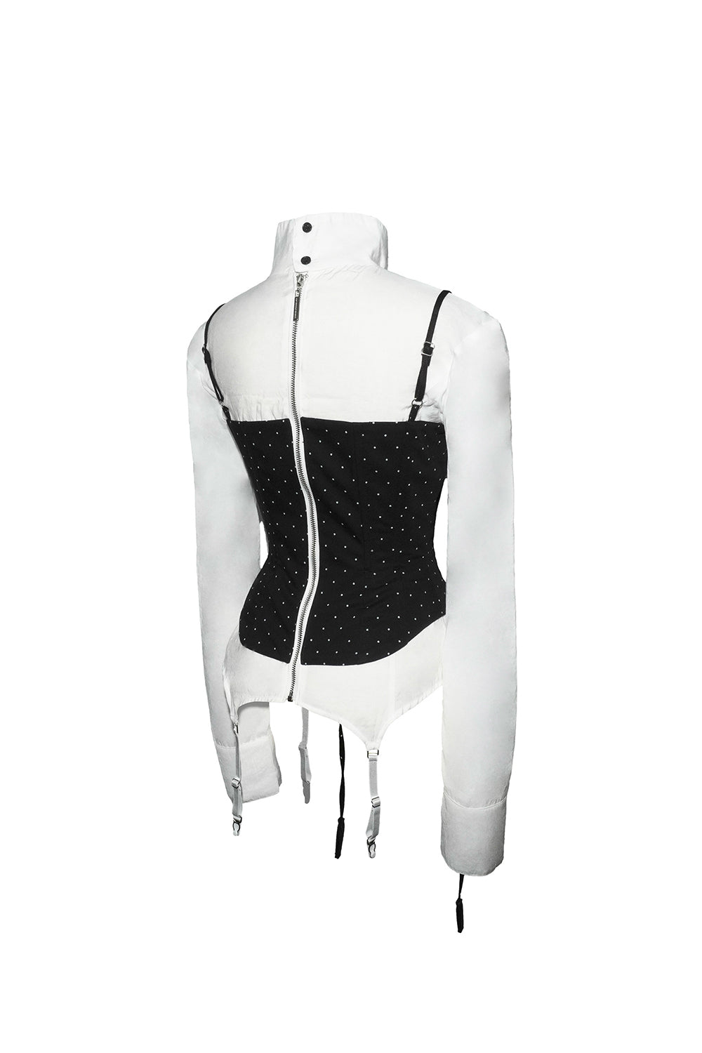 dot lace-up corset blouse