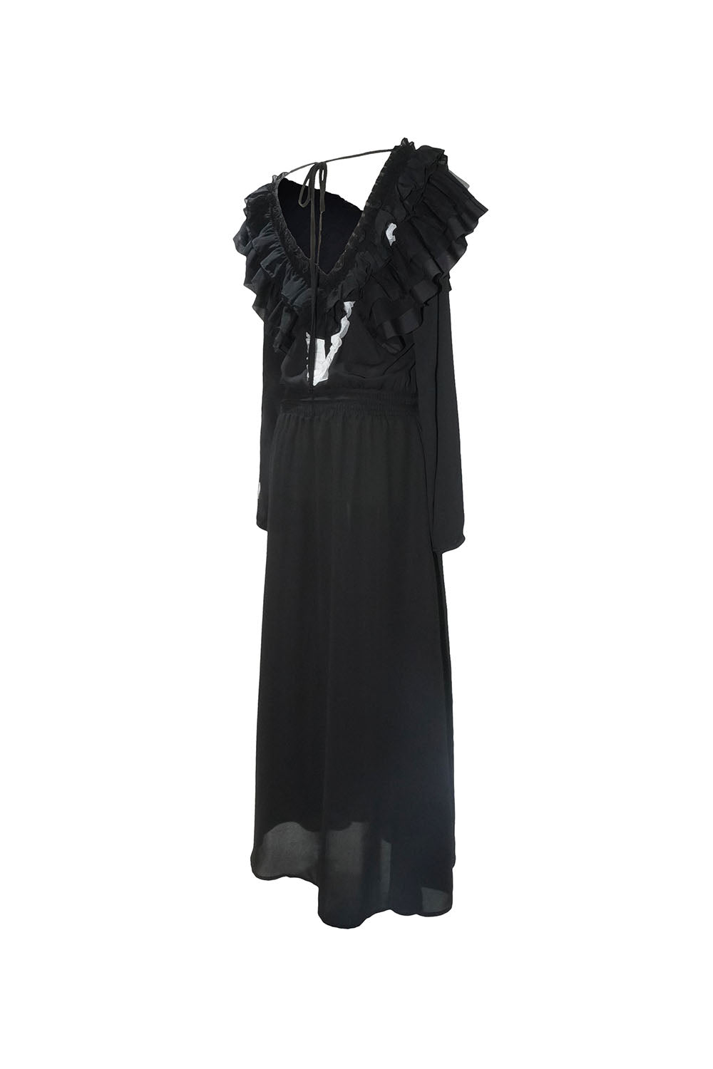 S ruffle chiffon long dress