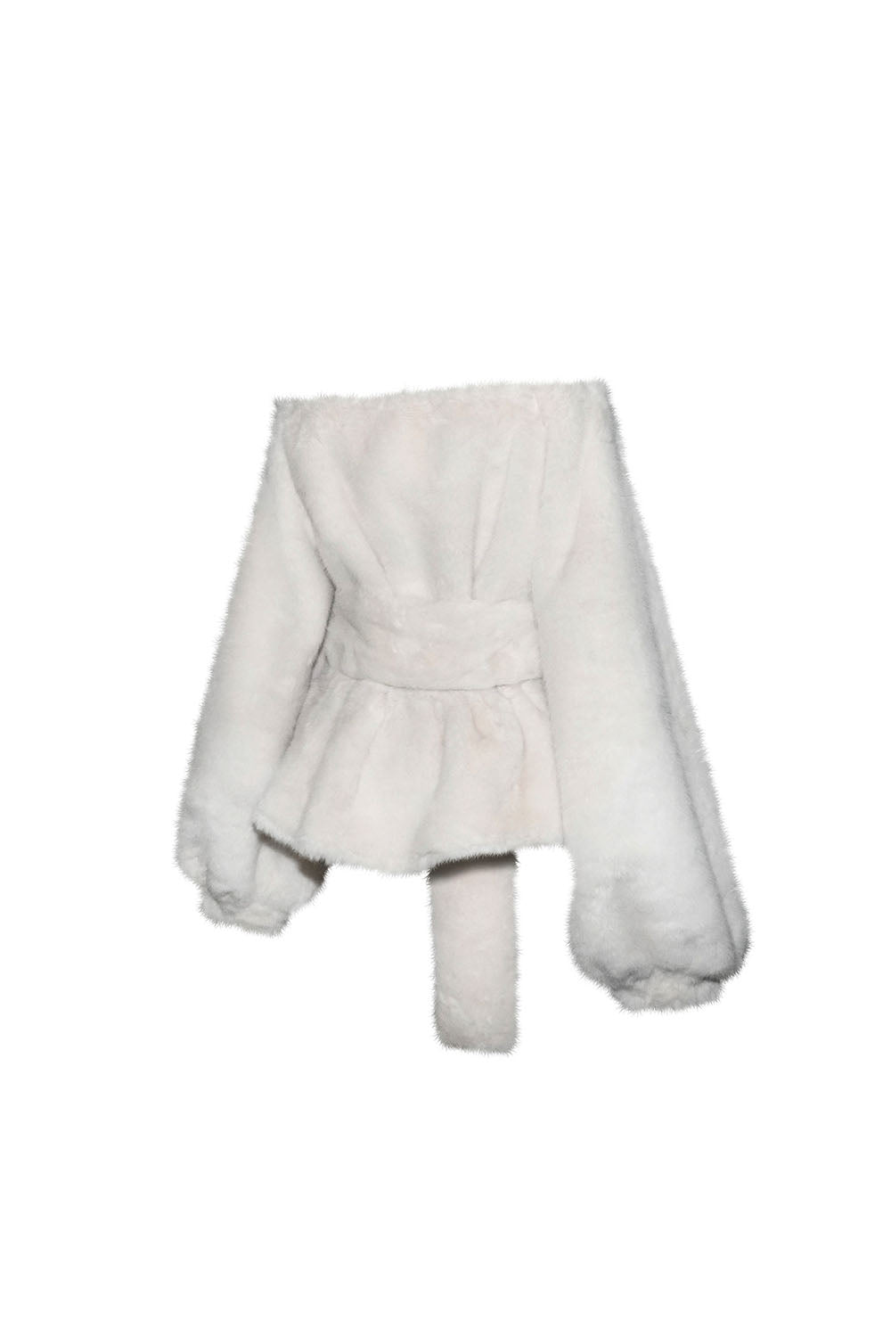 ジャケット・アウター S off shoulder faux-fur tops white THEREDTHREAD / ザレッドスレッド】S off shoulder faux-fur tops