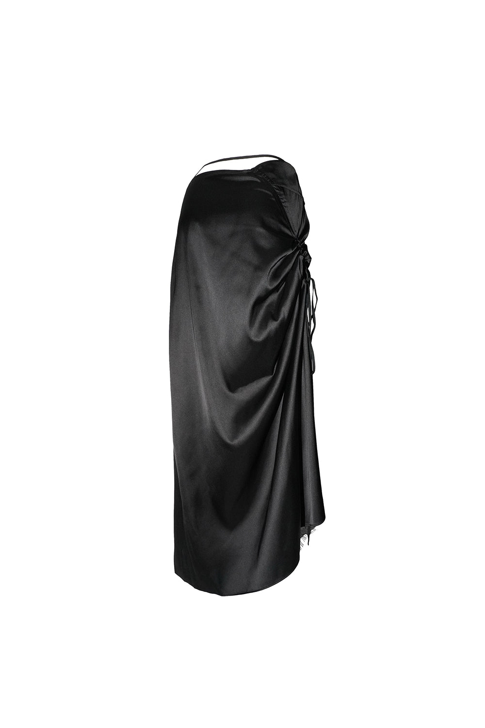 gathered satin skirt