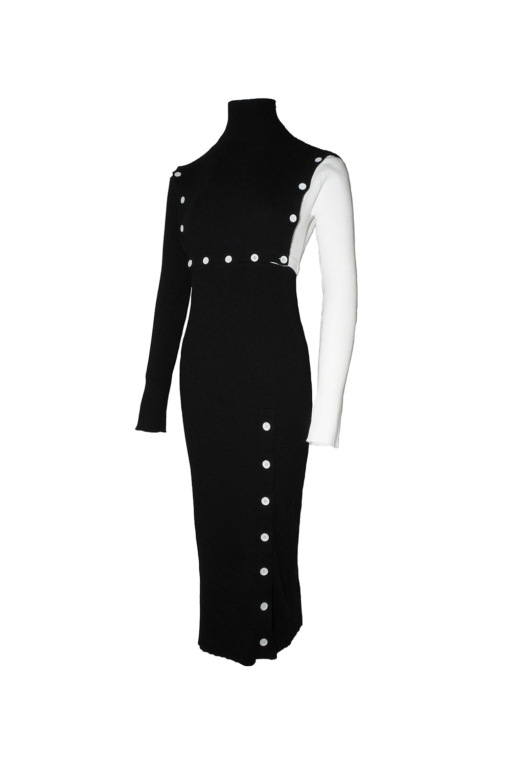 bicolor button open knit