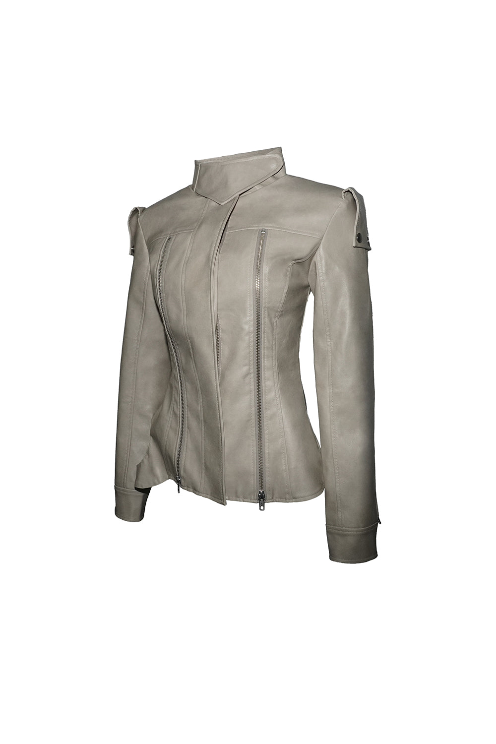 zip panel leather jacket