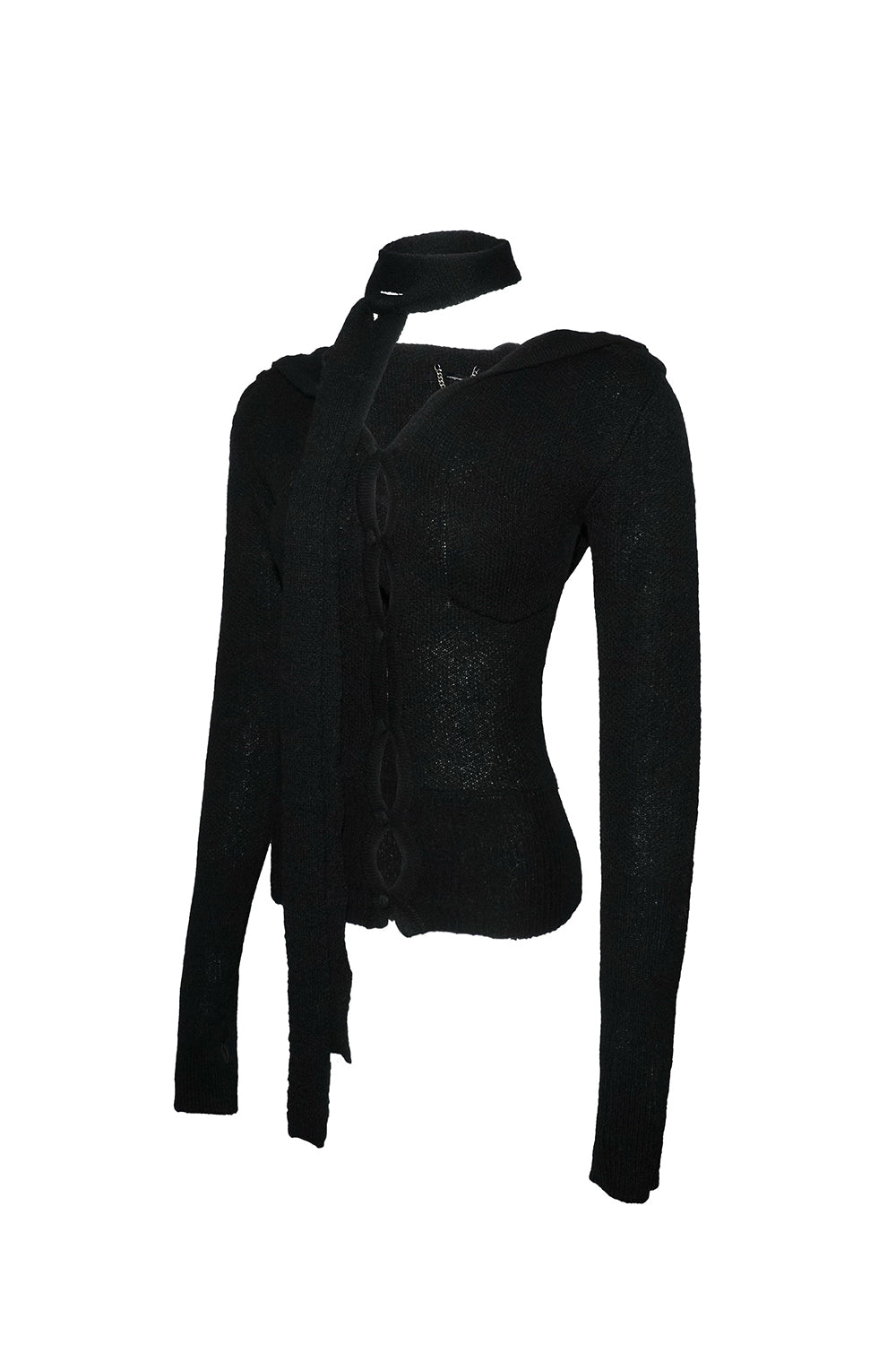 hooded tie knit tops