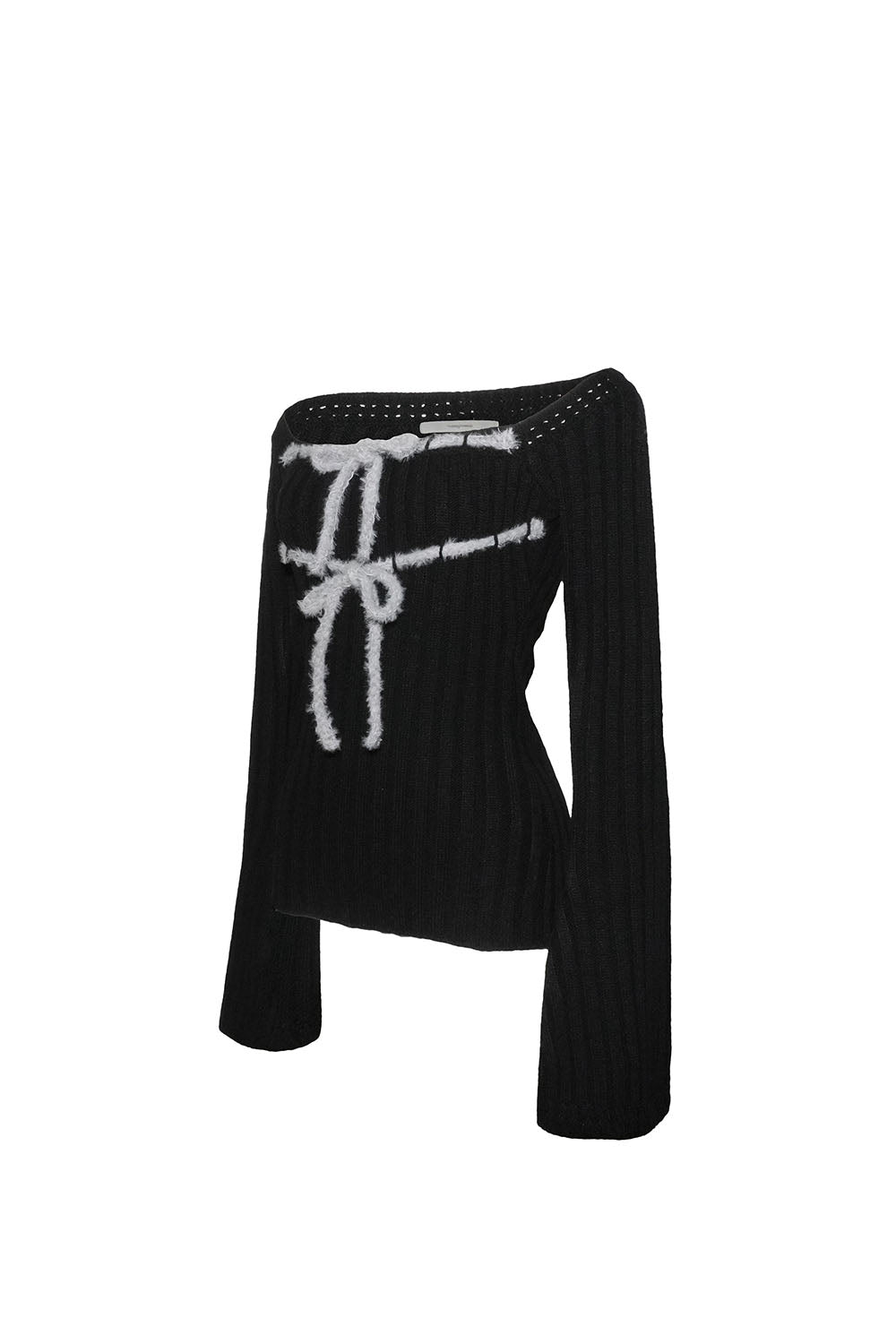 S rib knit tops ribbon