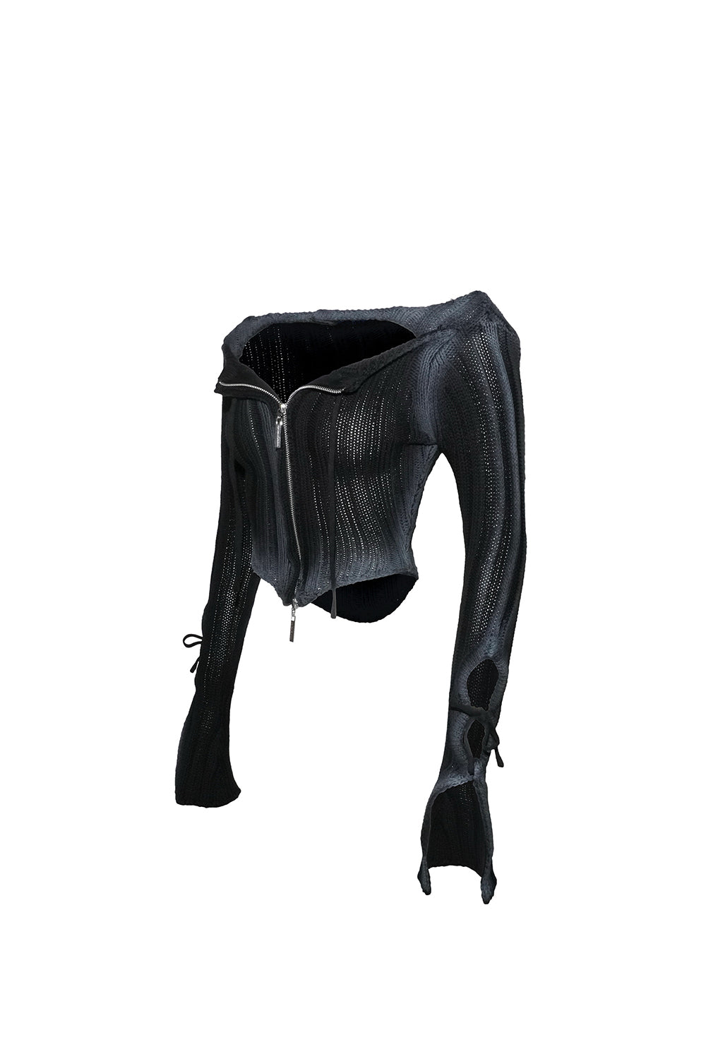 S zip cutout knit tops