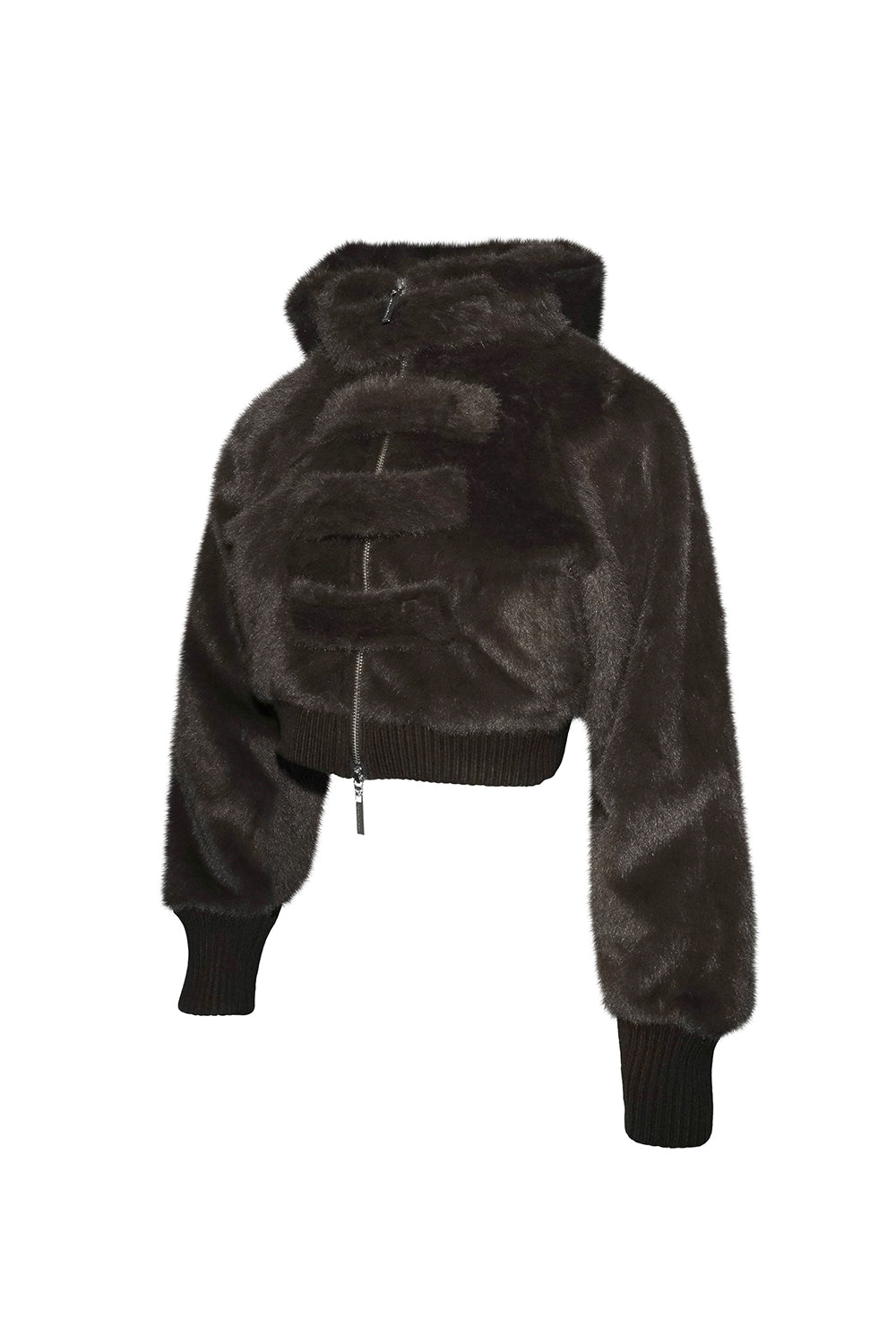hooded fur zip jacket