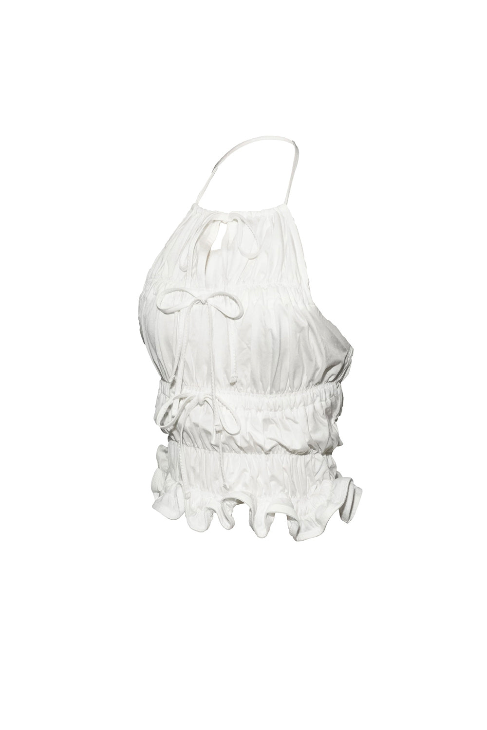 shirred frill halter tops