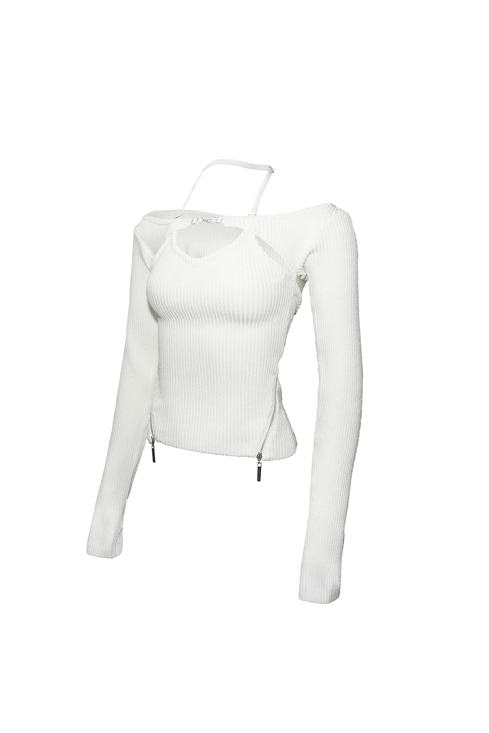 halter zip knit