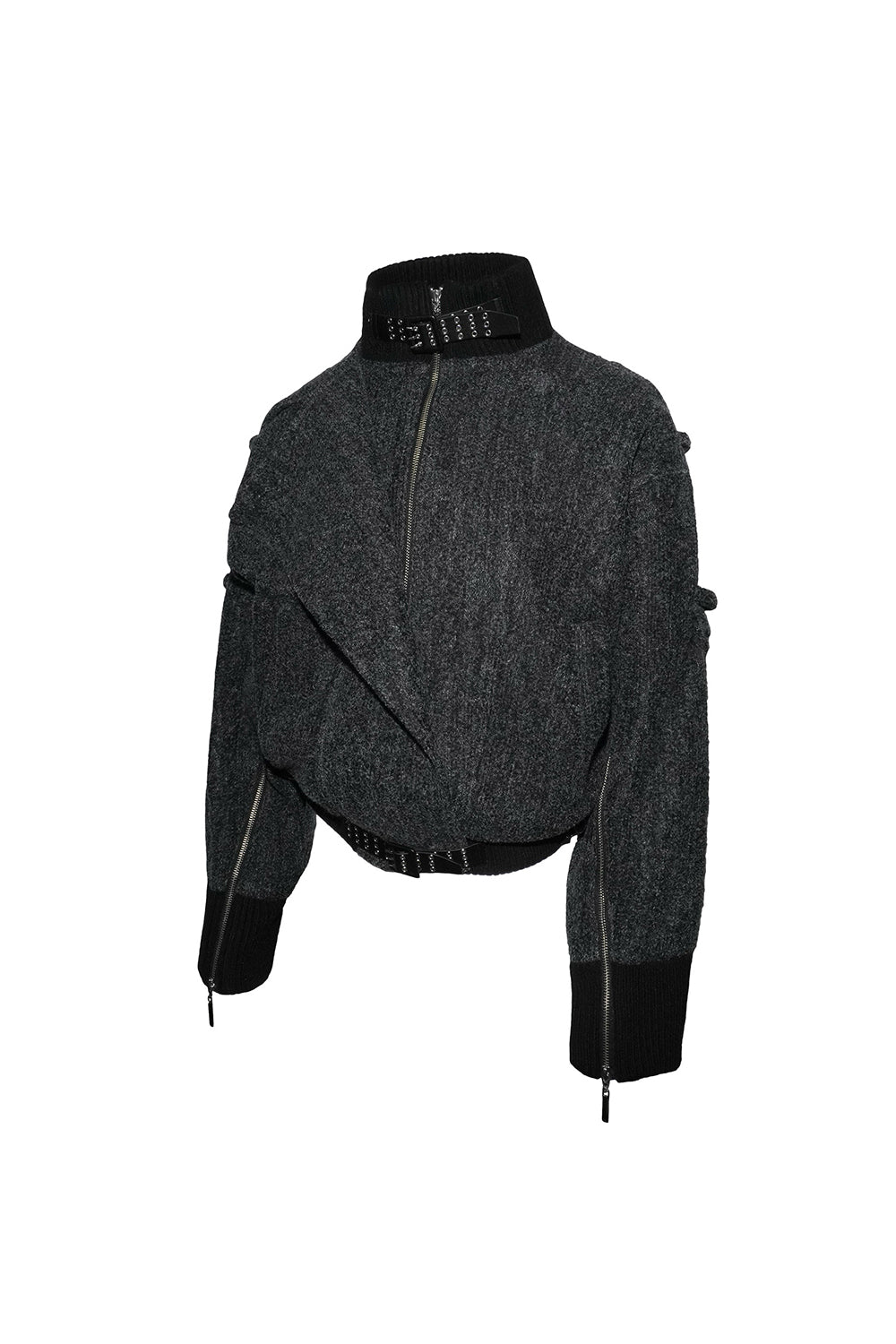 belted lace blouson