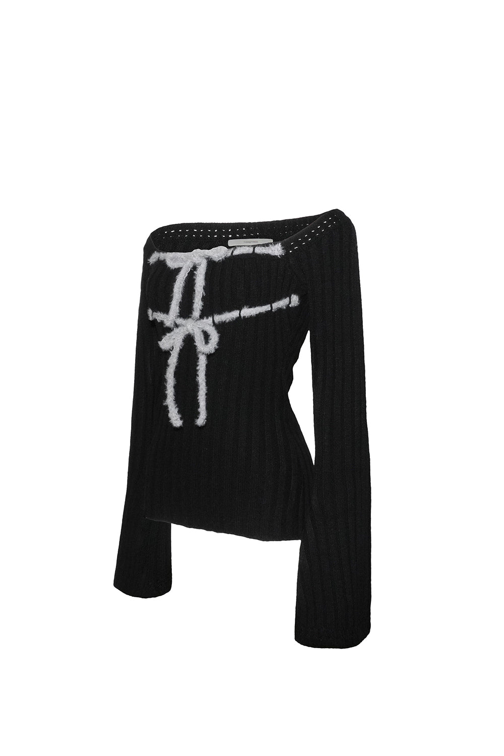 S rib knit tops ribbon