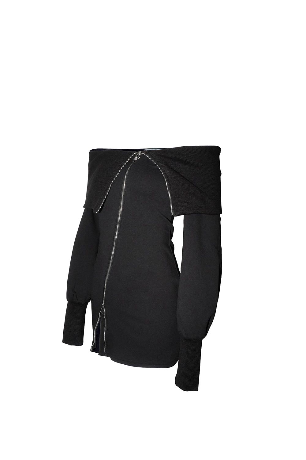 slash zipup mini dress