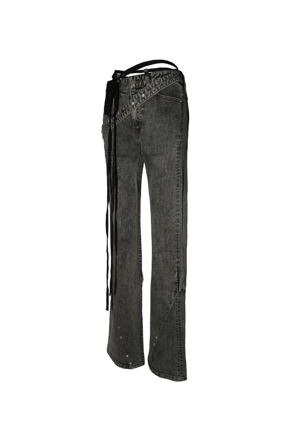 studded denim flare