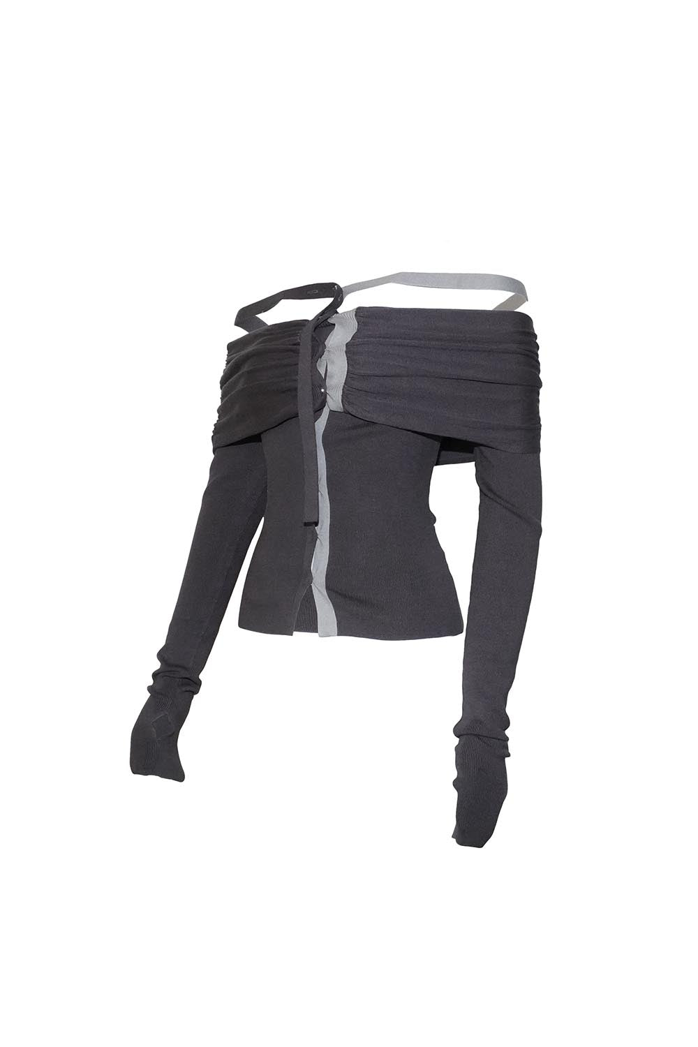S bicolor shirred knit