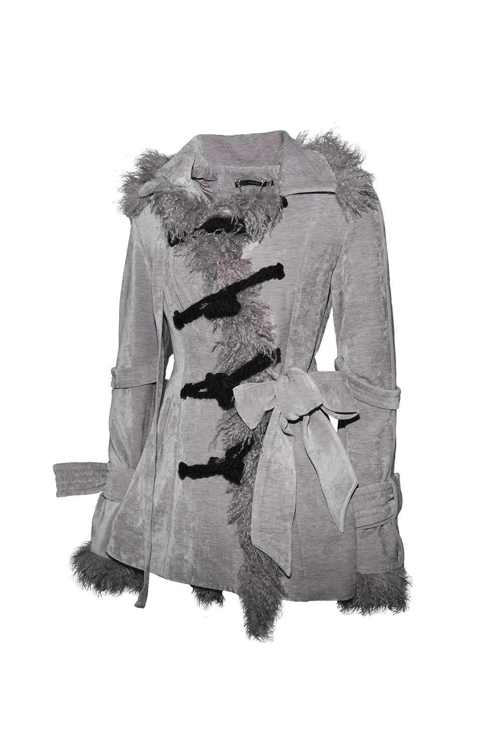 fur trim toggle coat