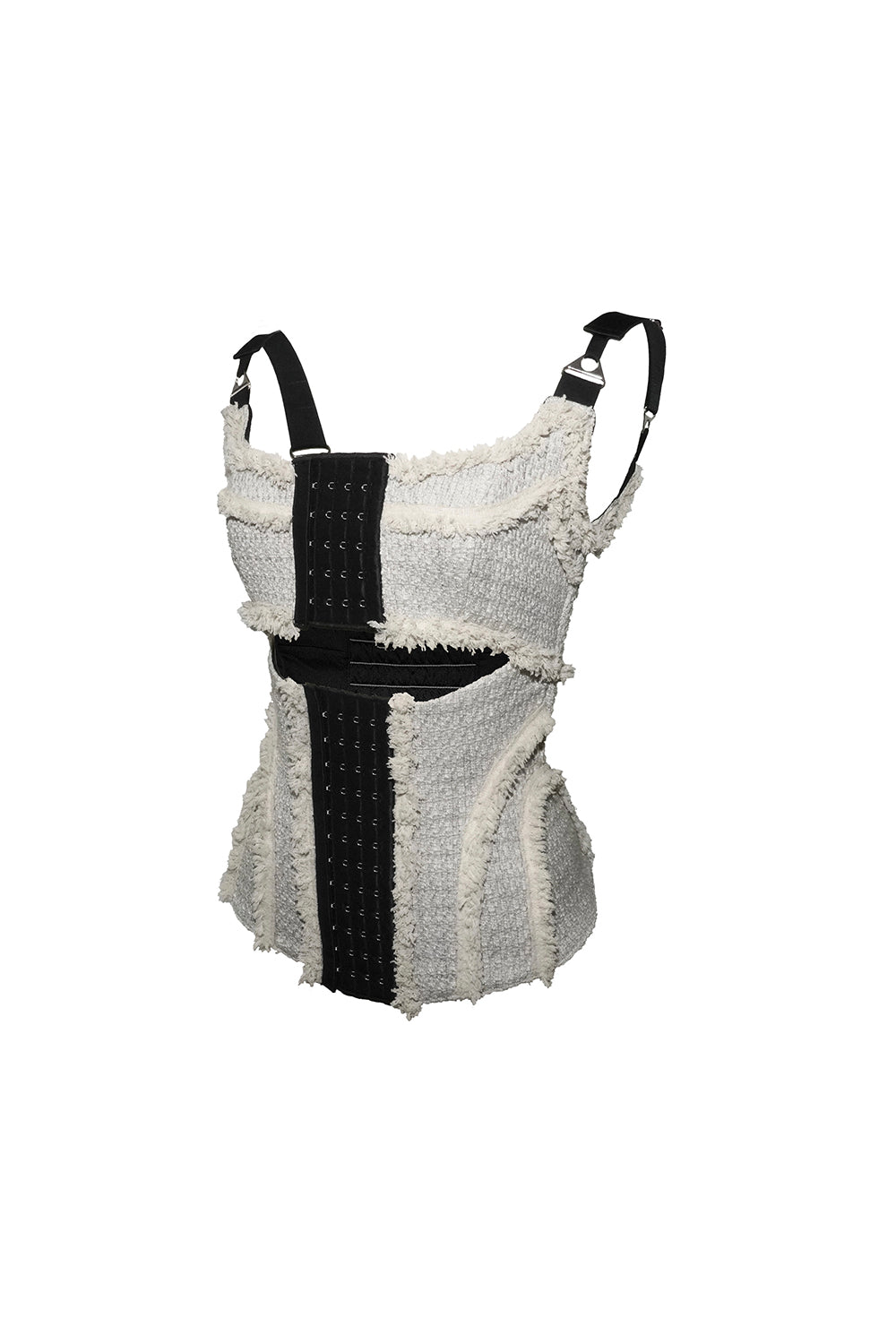 frayed tweed corset tops