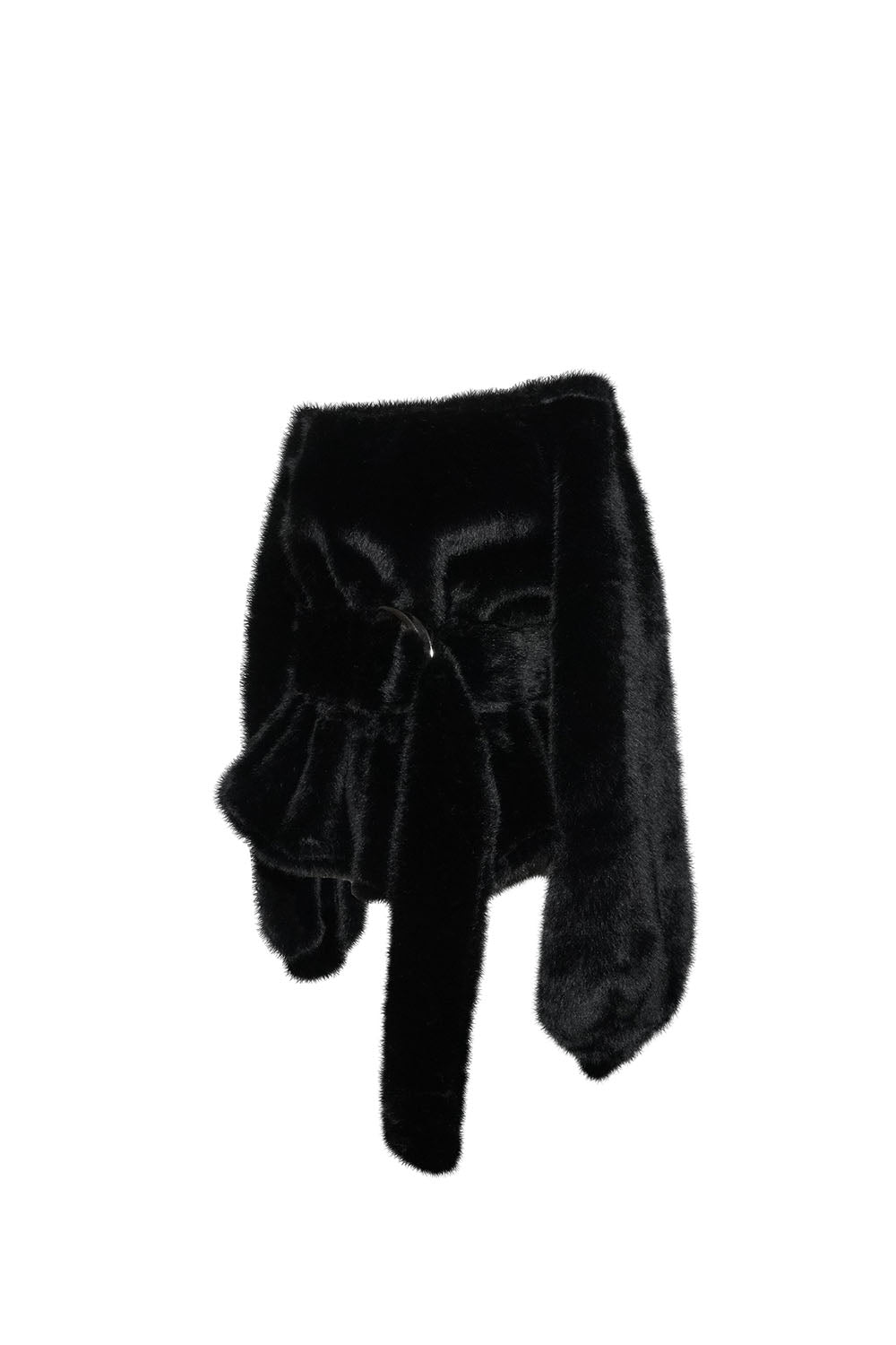 S off shoulder faux-fur tops