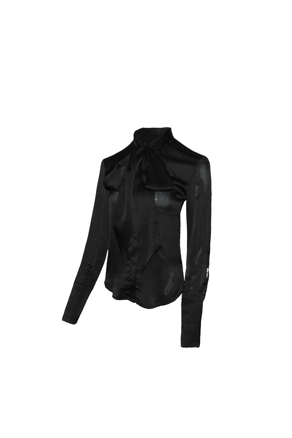 S satin bow tie blouse