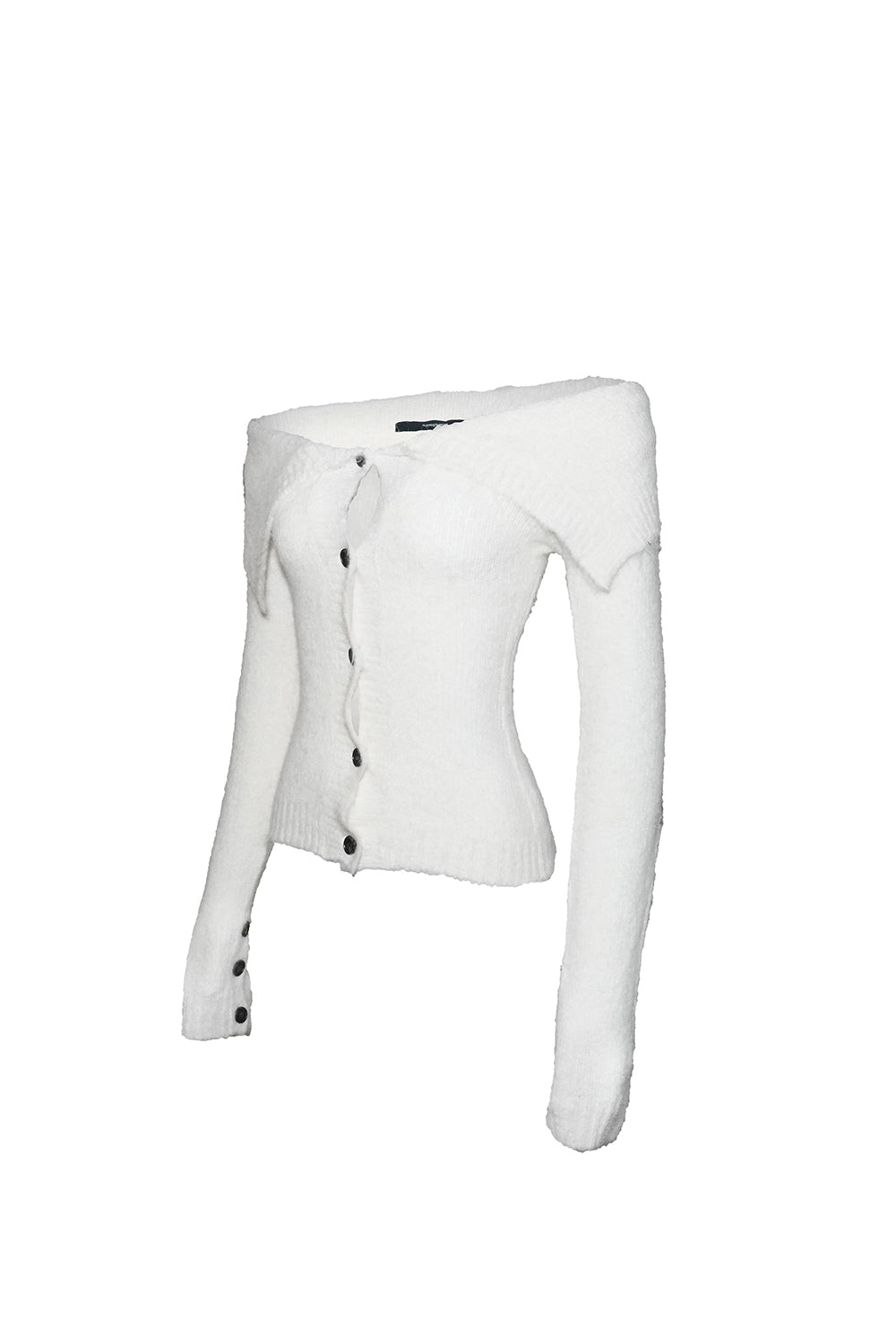 S fold collar offshoulder knit