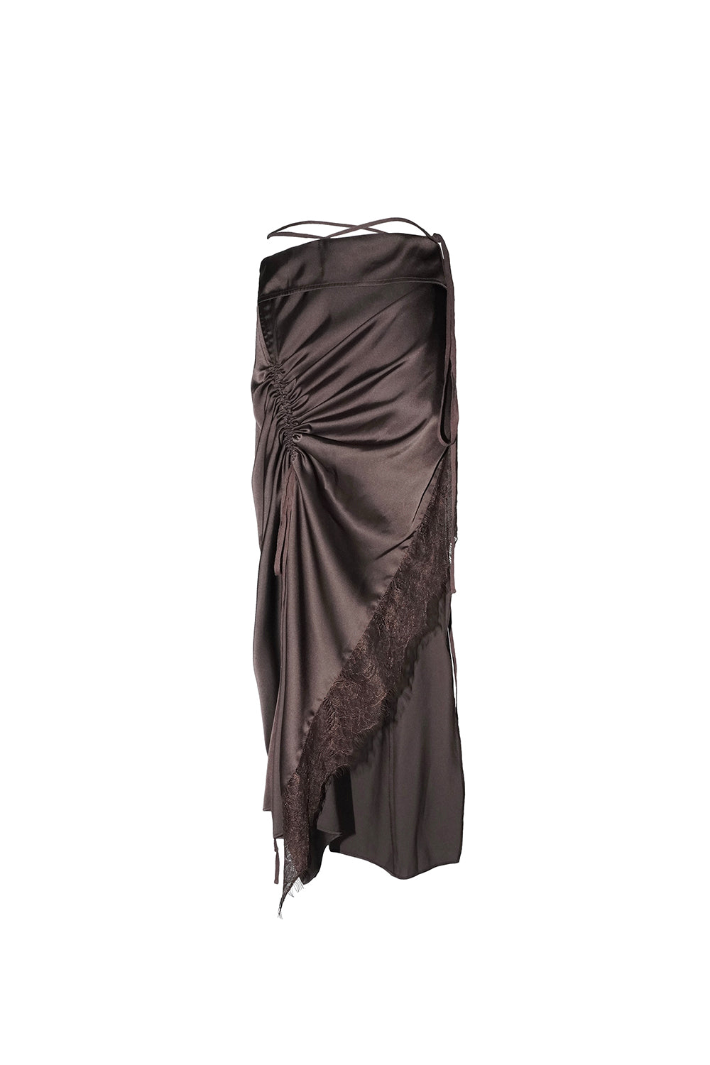 gathered satin skirt