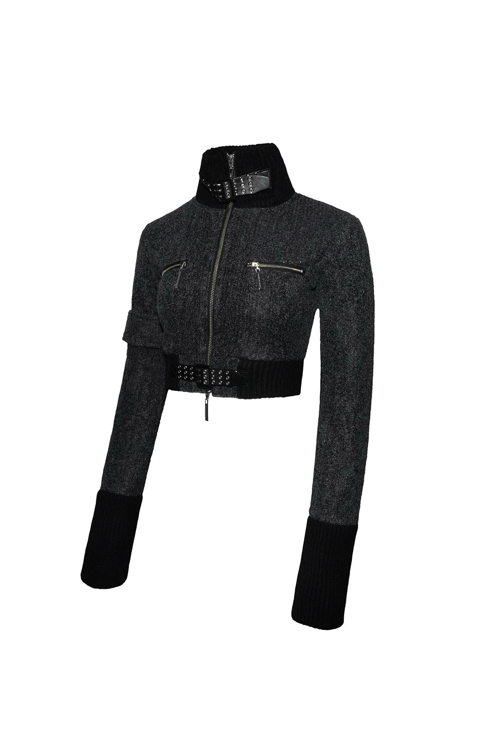 belted zip jacket cropped