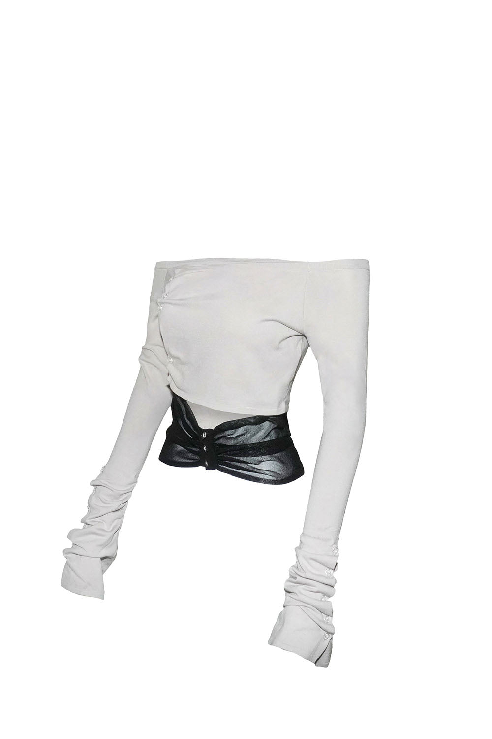 S button layered knit tops