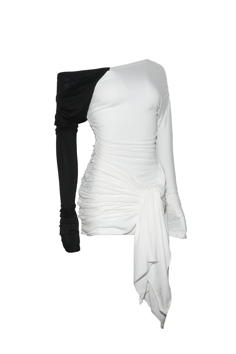 S offshoulder draped dress mini