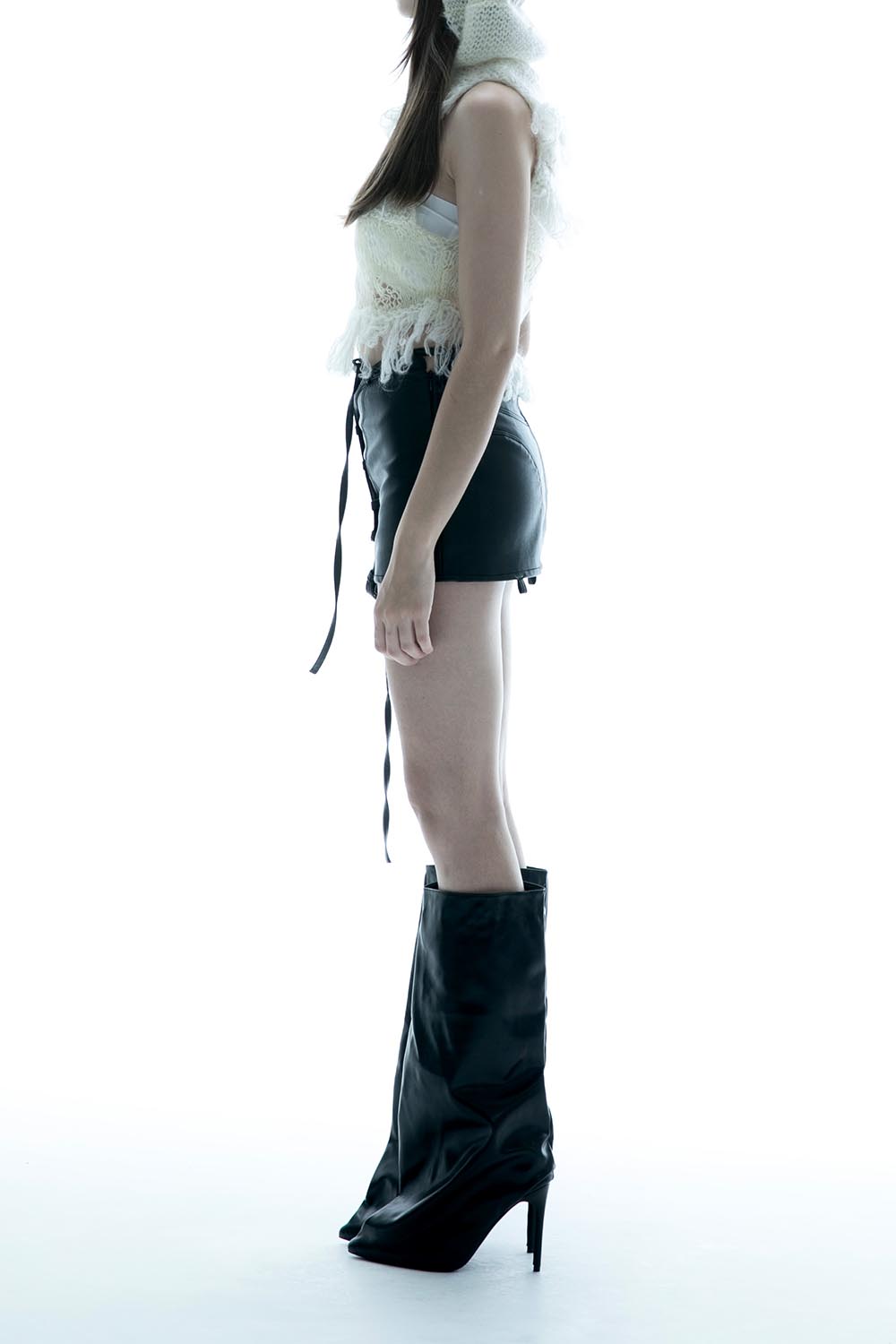 THEREDTHREAD / ザレッドスレッド】S lace up skirt leather