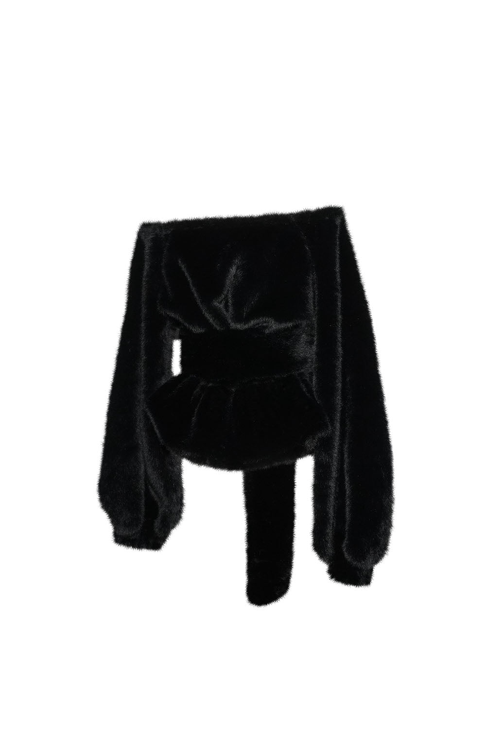 S off shoulder faux-fur tops