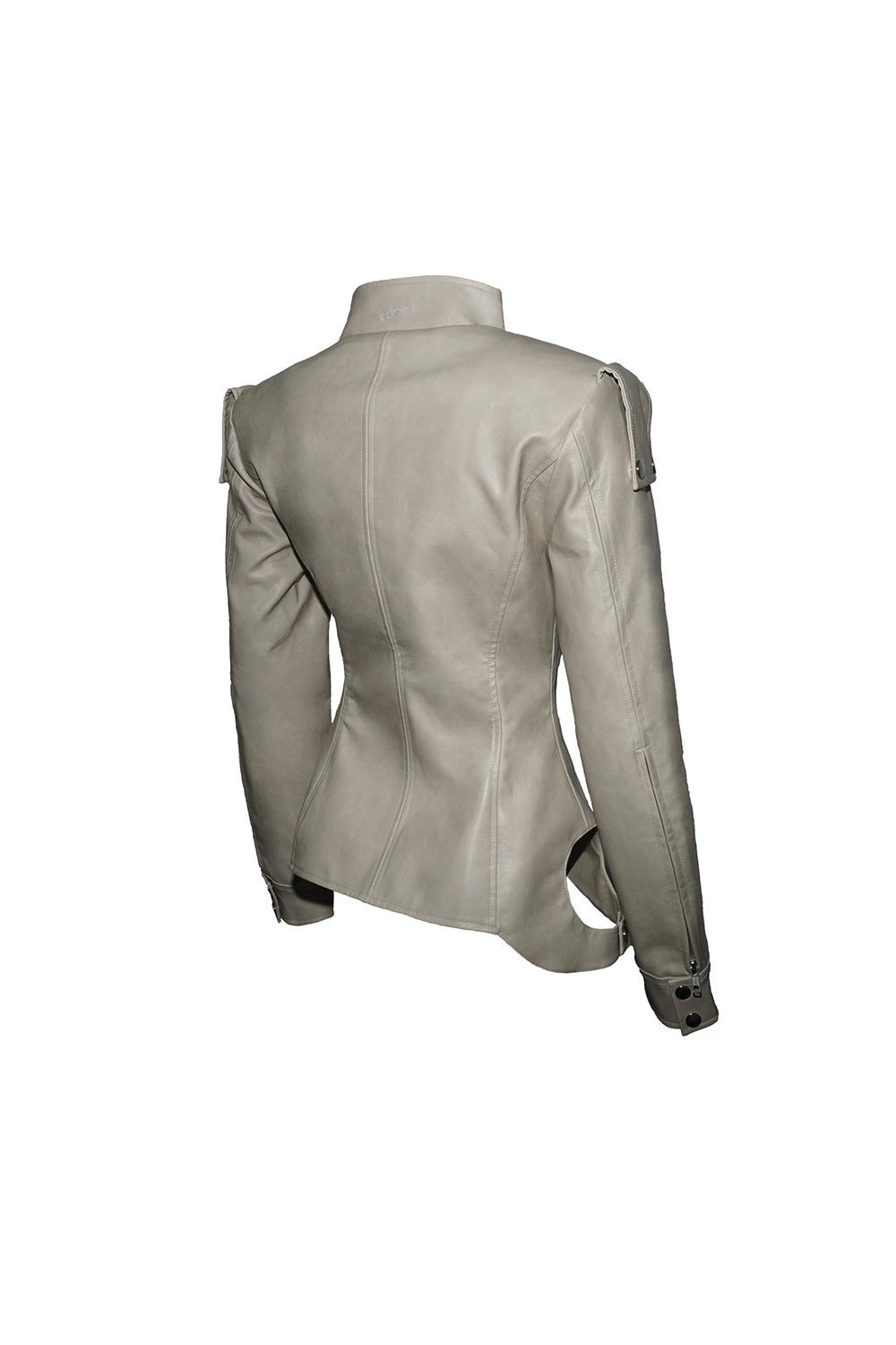 zip panel leather jacket