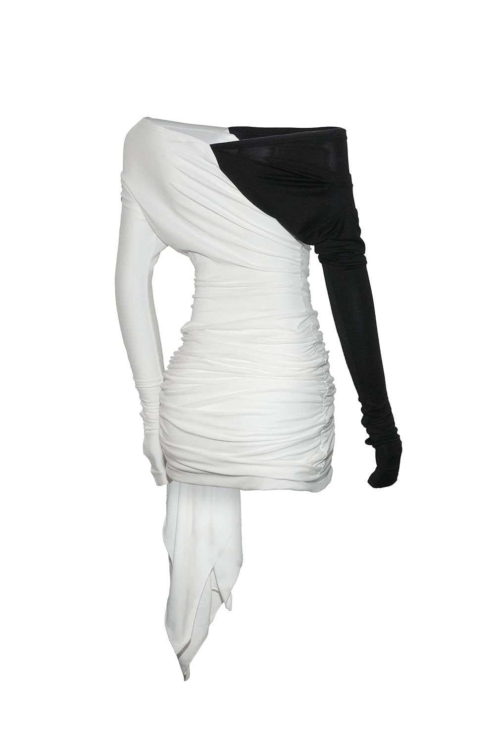 S offshoulder draped dress mini
