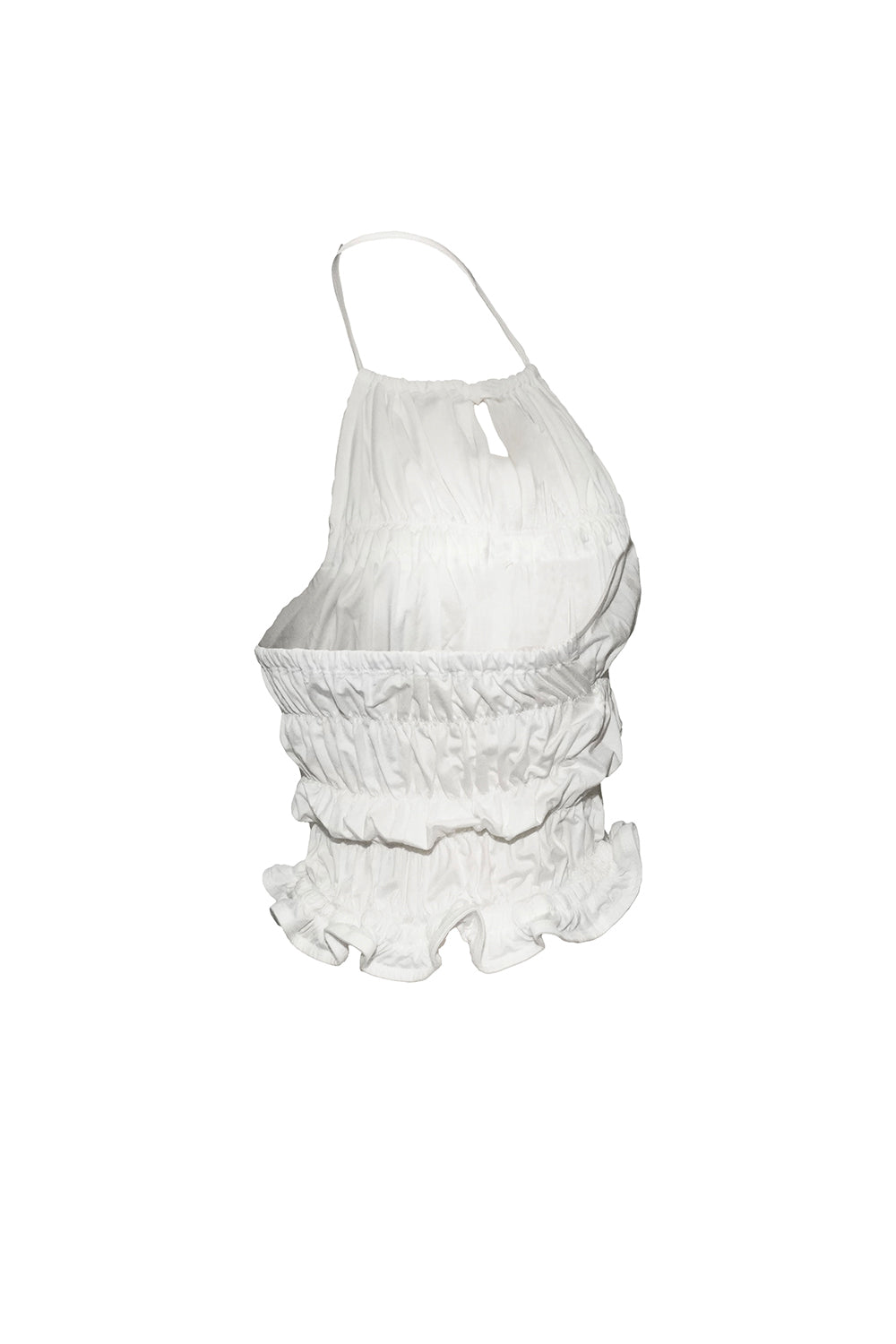 shirred frill halter tops