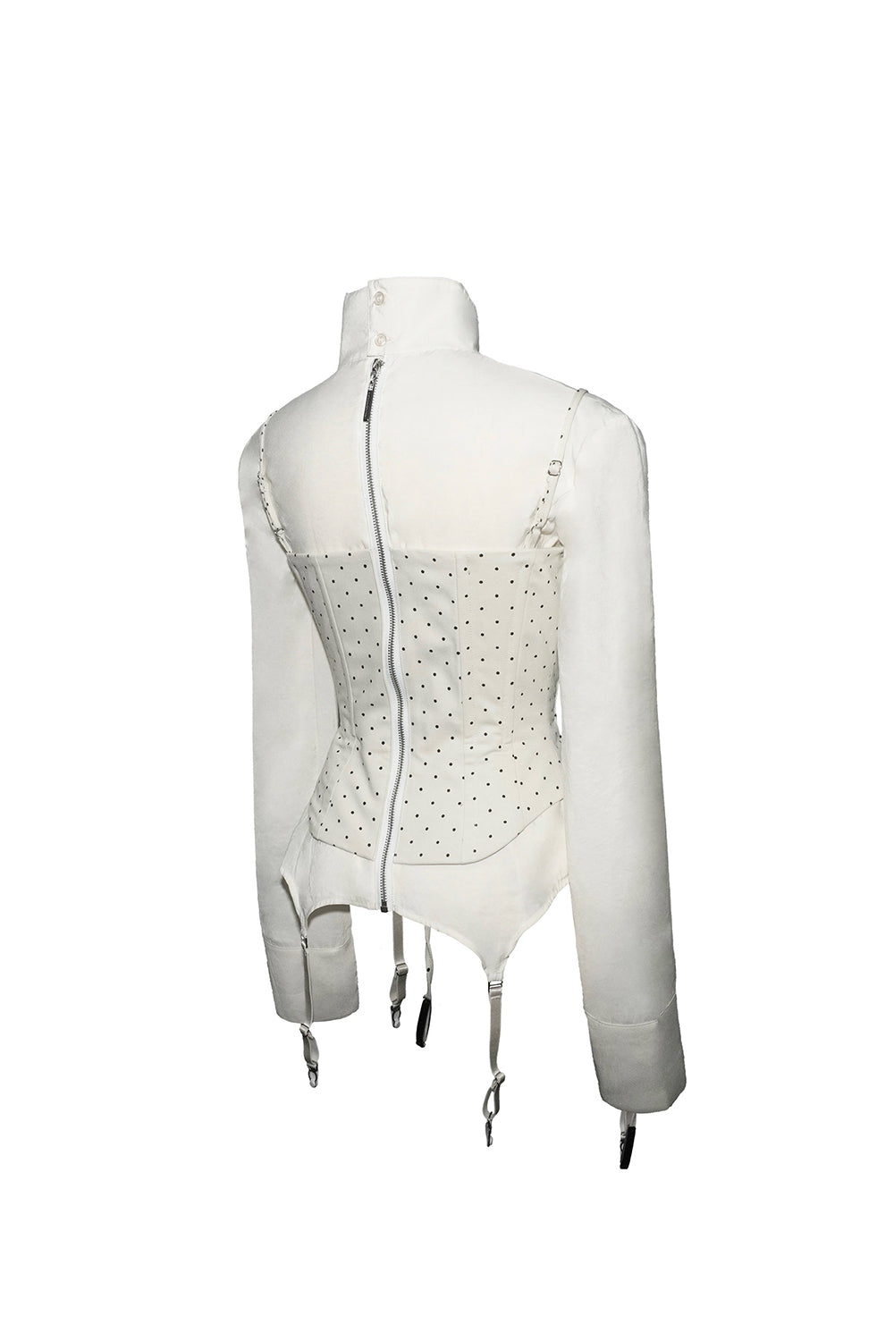 dot lace-up corset blouse