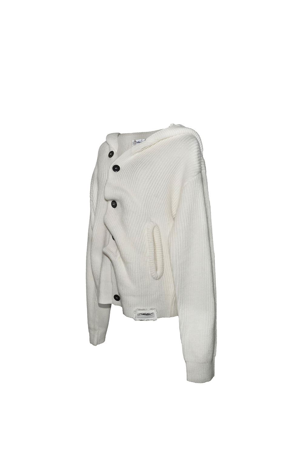 S button knit hoodie