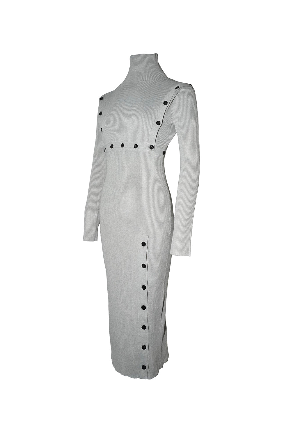 bicolor button open knit