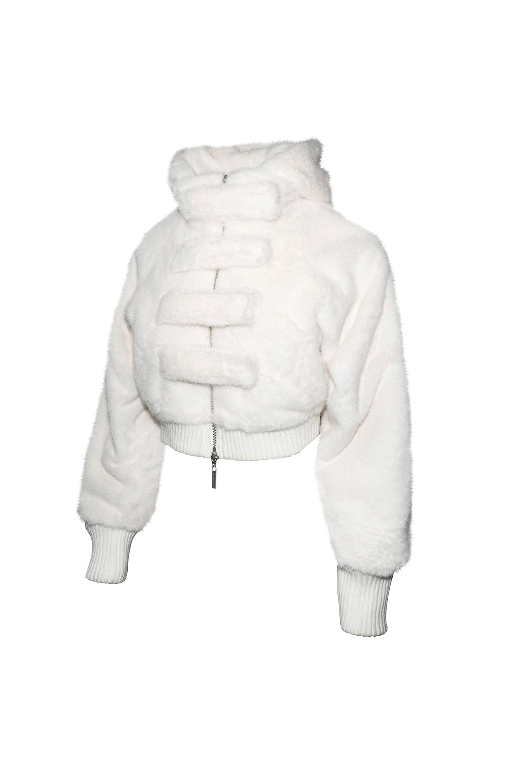 hooded fur zip jacket