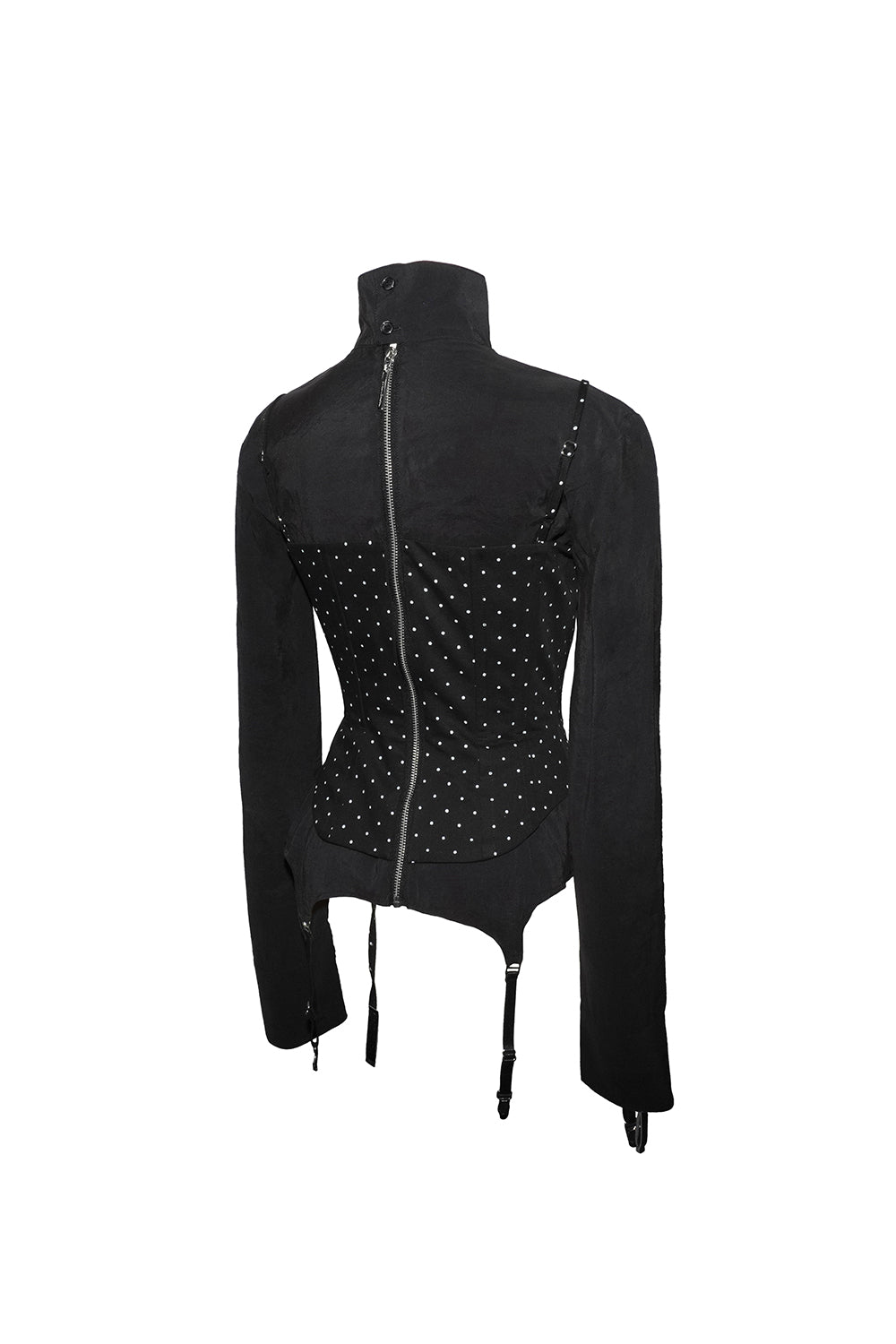 dot lace-up corset blouse