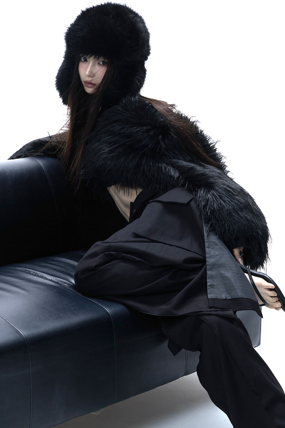 S fur hooded jacket