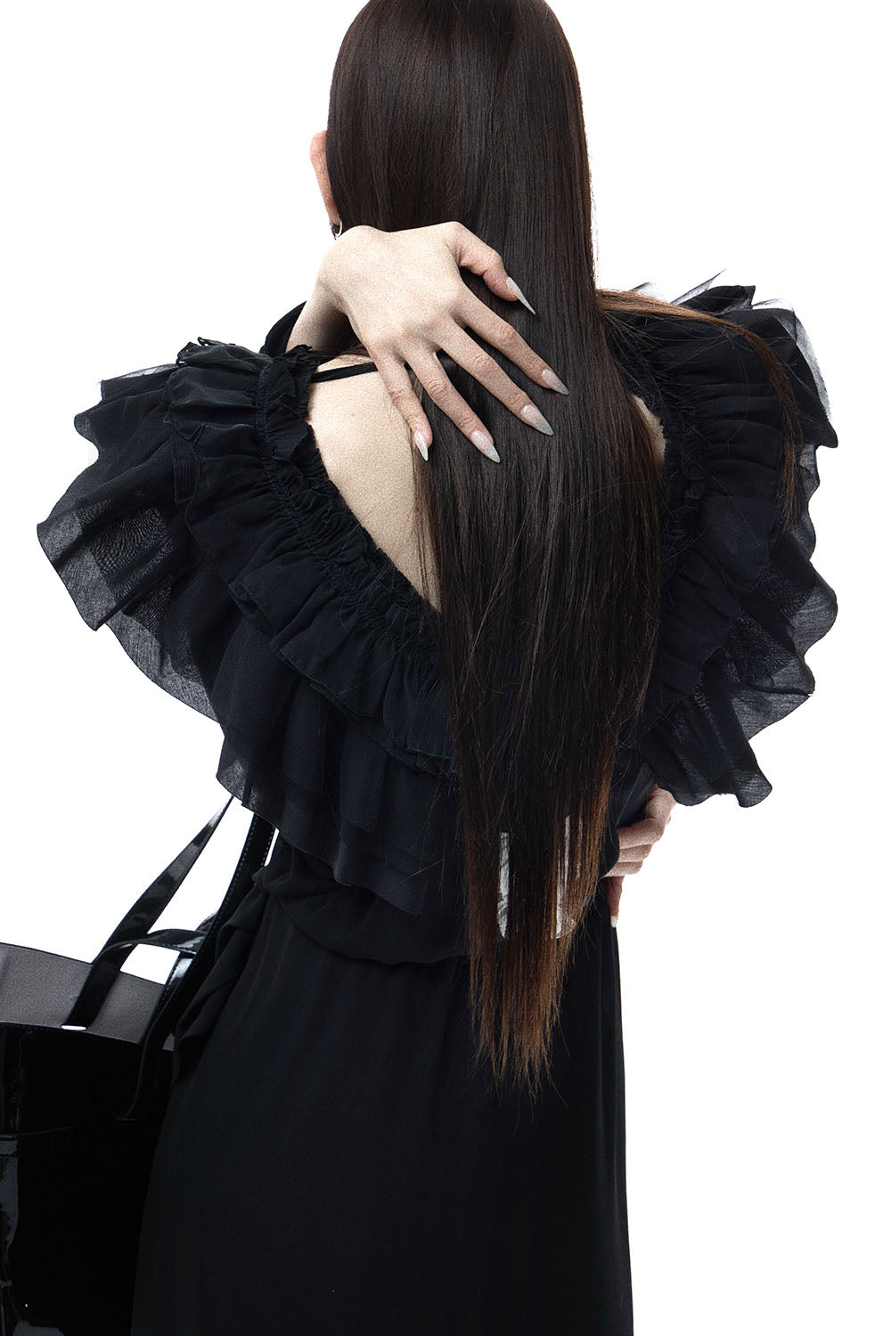 S ruffle chiffon long dress