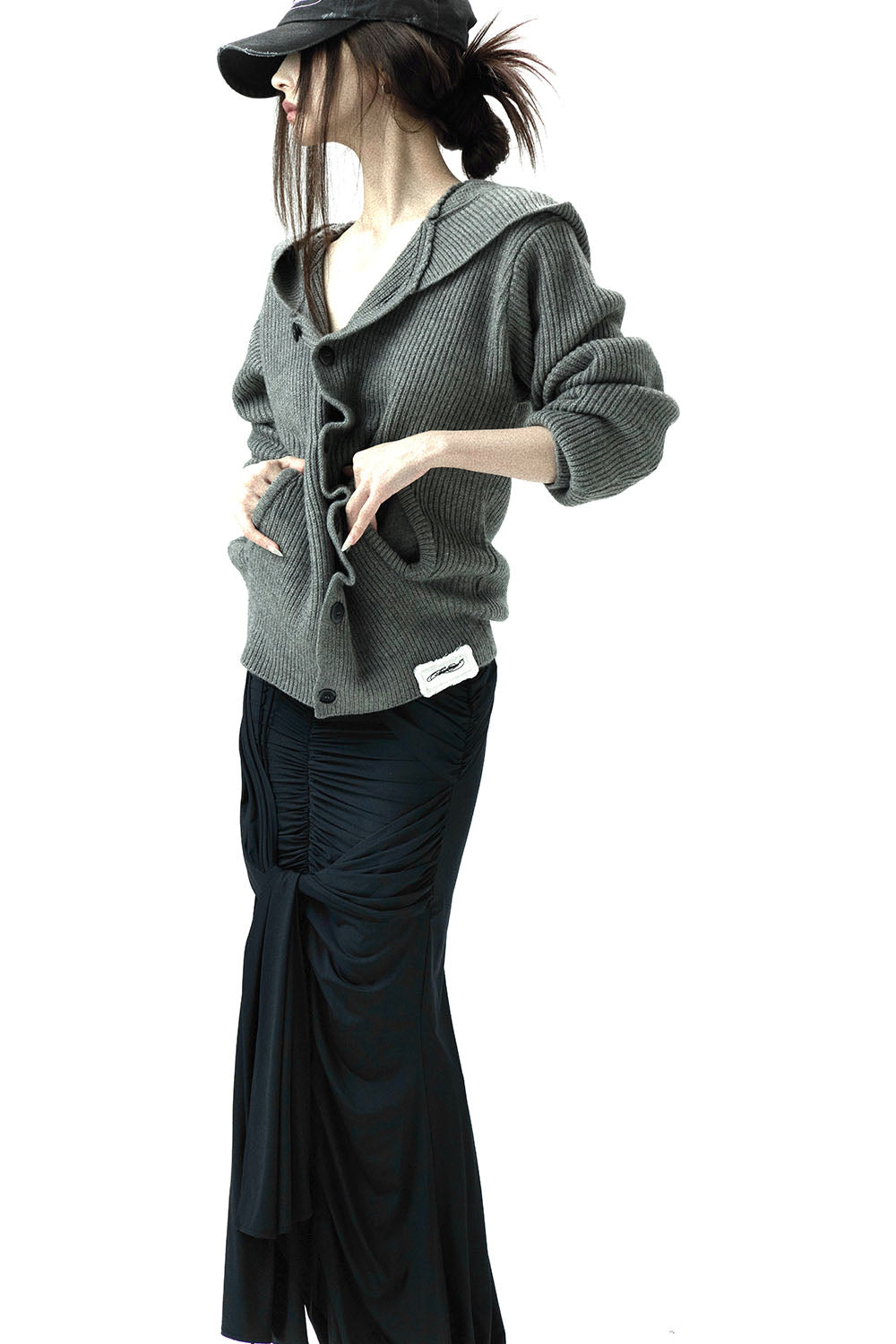 THEREDTHREAD / ザレッドスレッド】S drape knot maxi skirt