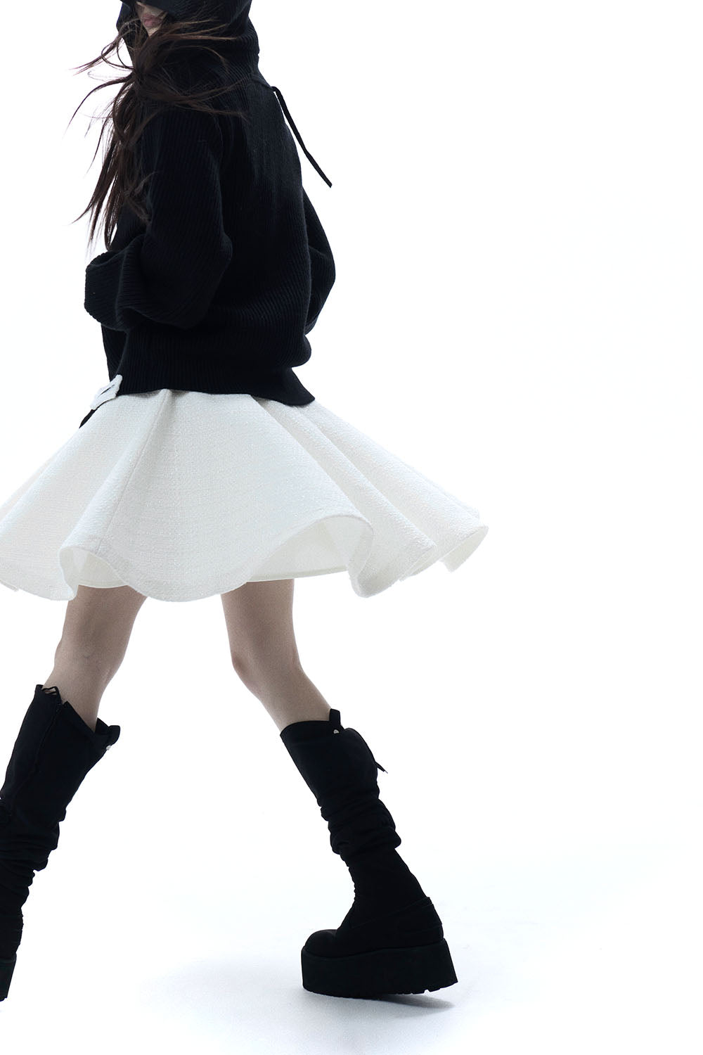 S button knit hoodie