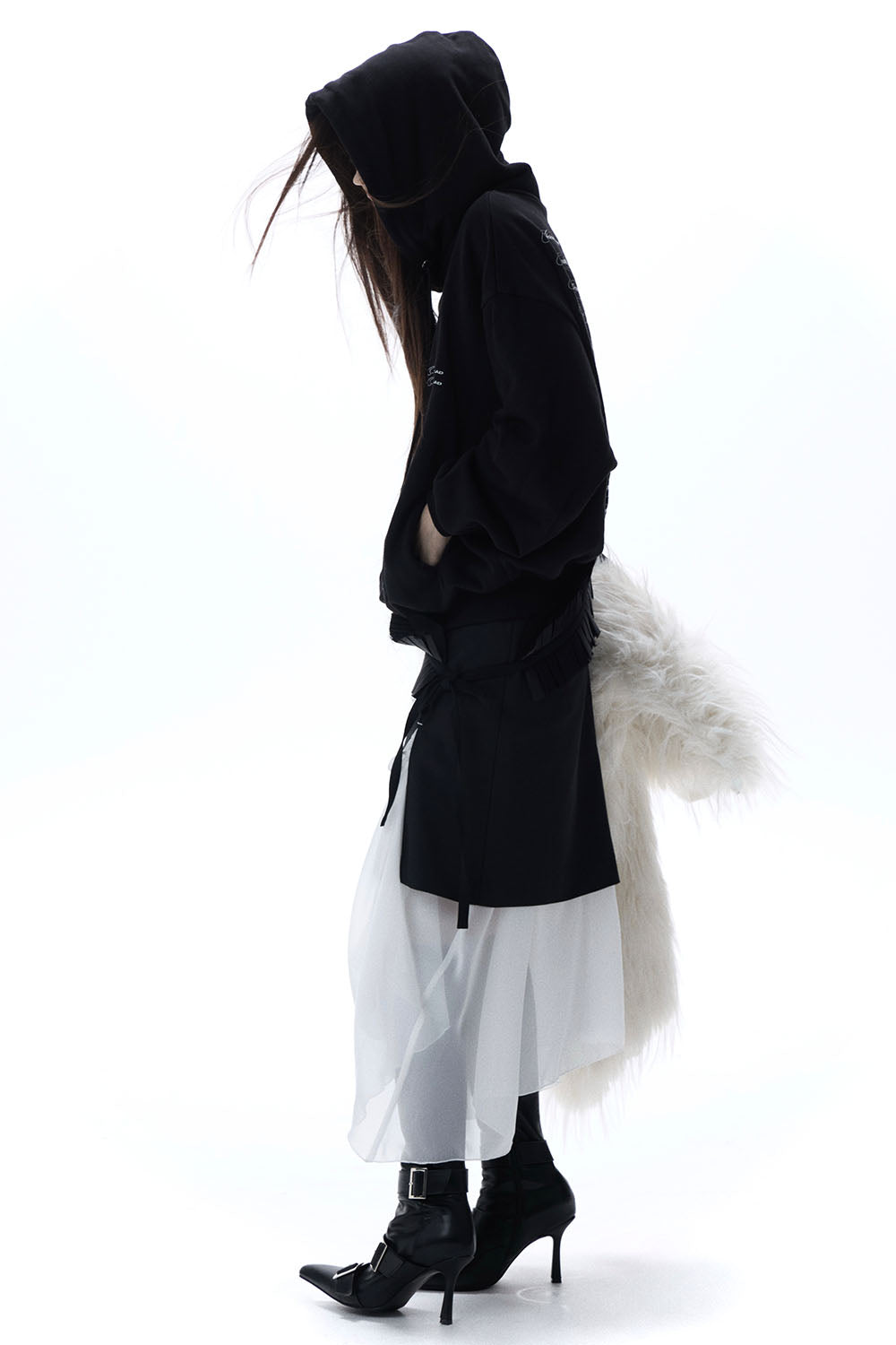 S structured drape midi skirt