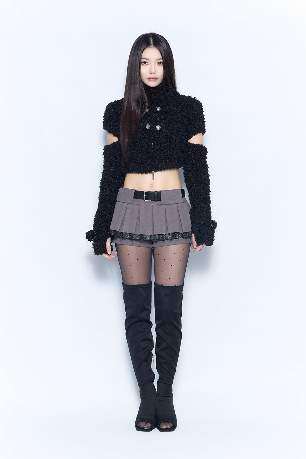 layered pleated skirt mini