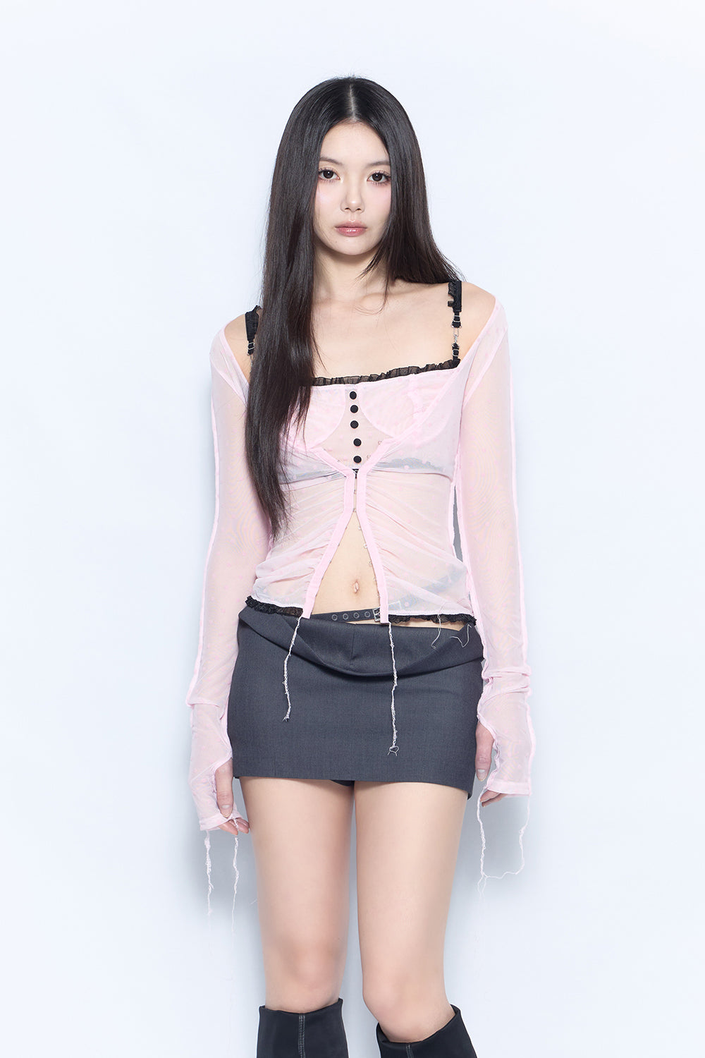 dot ruched tulle set