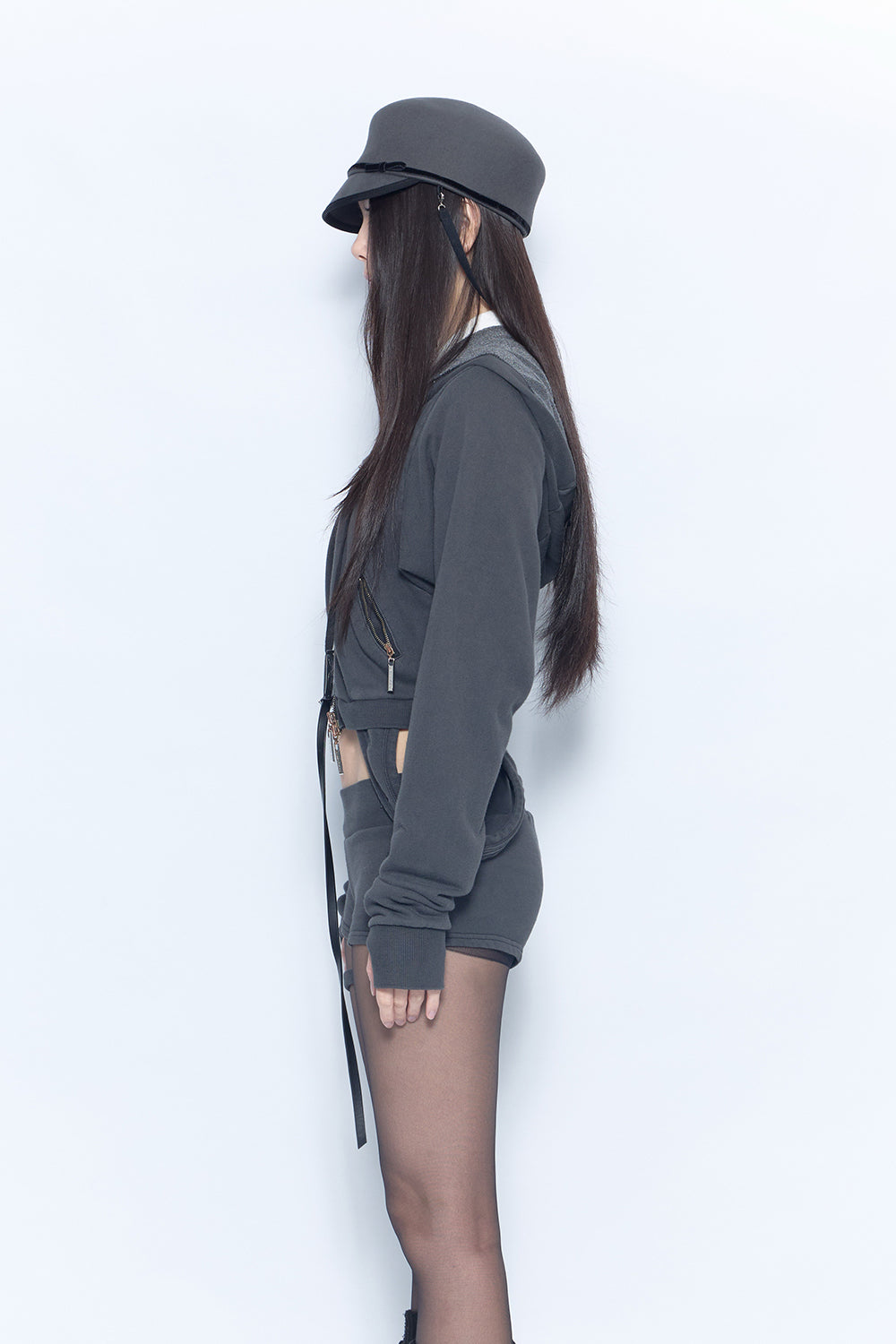 belted loop zip hoodie
