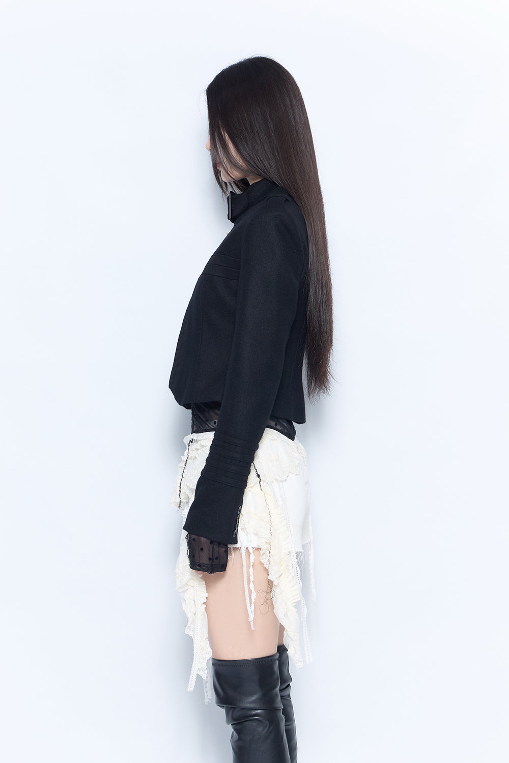 belted cross zip jacket