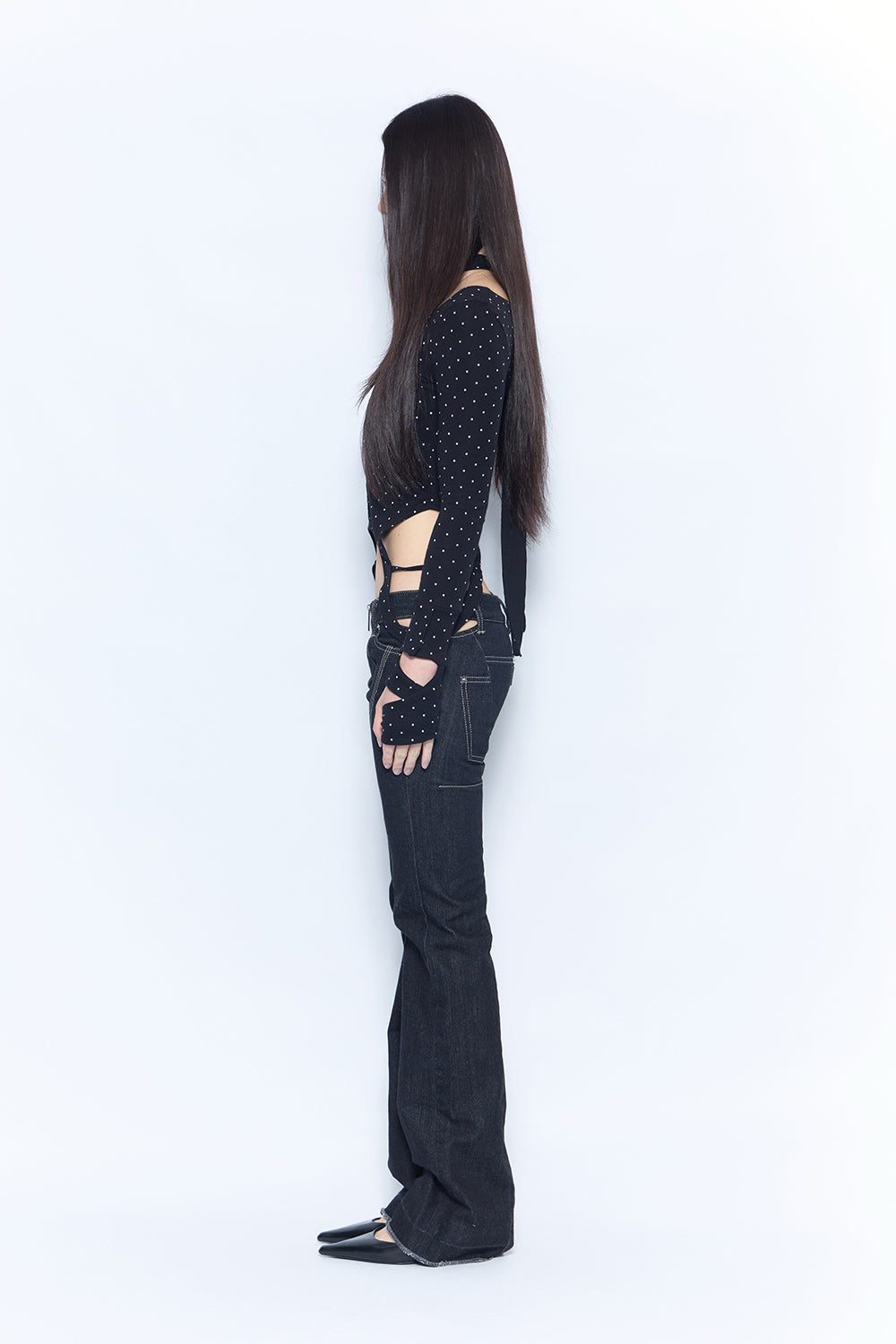 cutout stitch denim