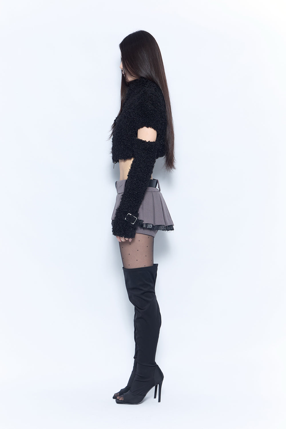 layered pleated skirt mini