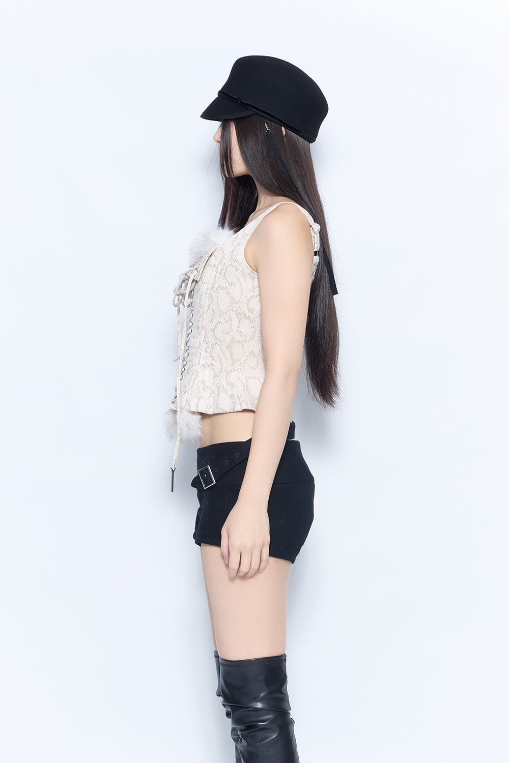 python fur corset tops